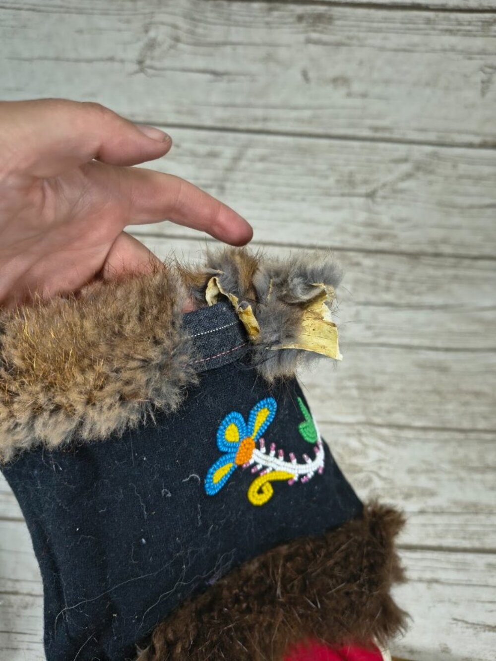 Handmade Native American Beaded Fur Mocassin Boots - Picture 2 of 11